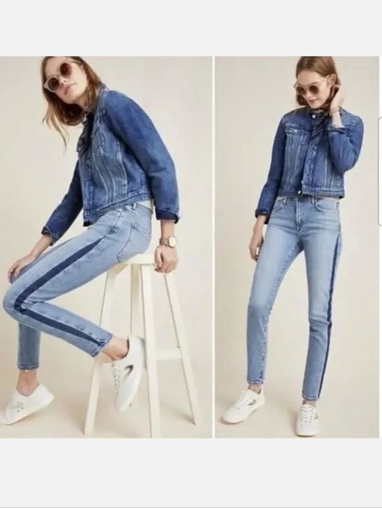 Agolde Denim - AGOLDE Swerve Toni Mid Rise Jeans Women Size 25 Straight Side Stripe